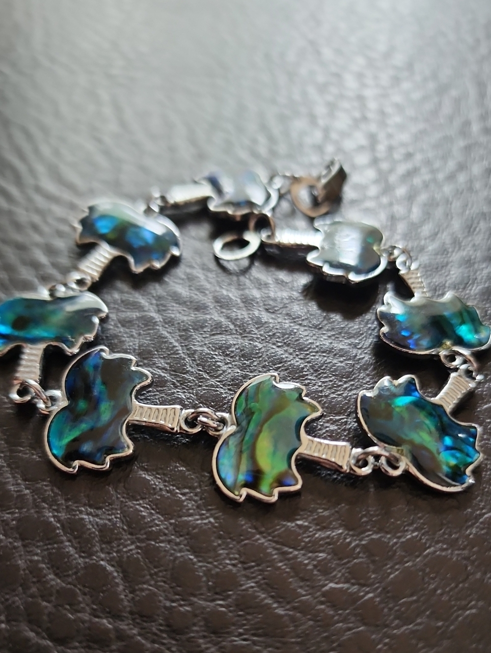 Abalone Shell Tree Link Bracelet - Blue-Green Inlay